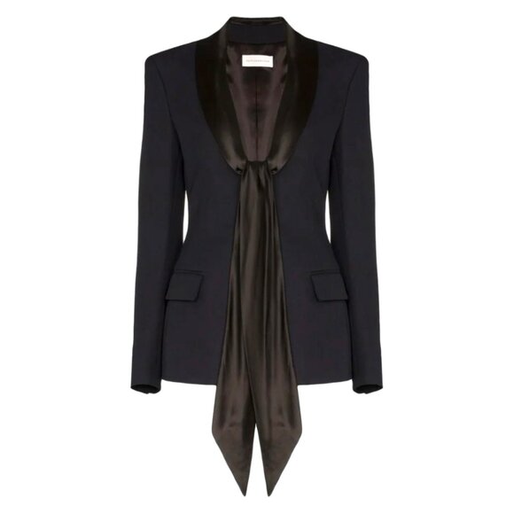 Faith Connexion Navy Blue Tuxedo Blazer Jacket Wool Silk Bow Satin Lapels XS 0 2 - Picture 3 of 16